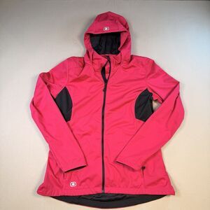 Ogio Women's Large Endurance Pink Hooded Zip Running Jacket Back Pocket